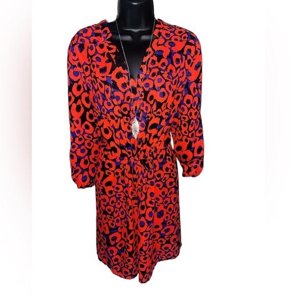 Metaphor Animal Print Red & Blue Color Dress Size 10 - Picture 1 of 12
